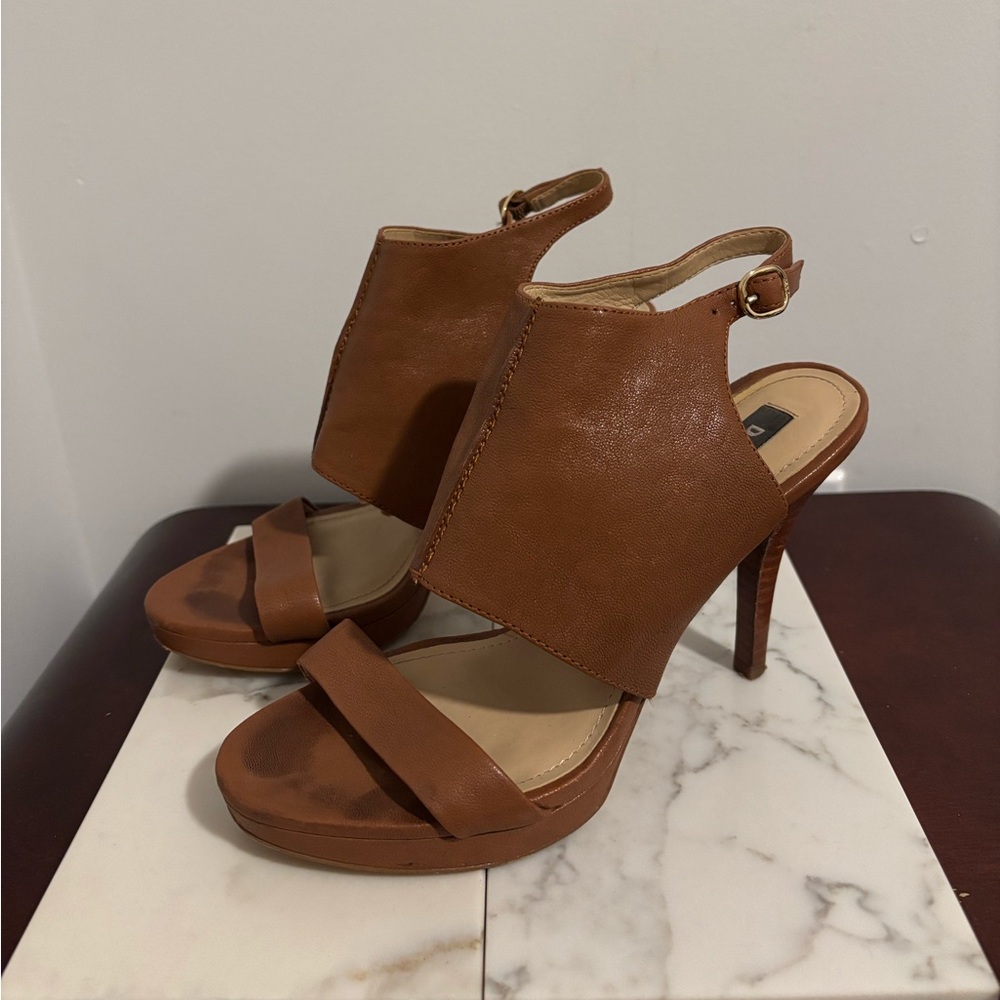 DKNY Brown Leather Slingback Heels size 7
